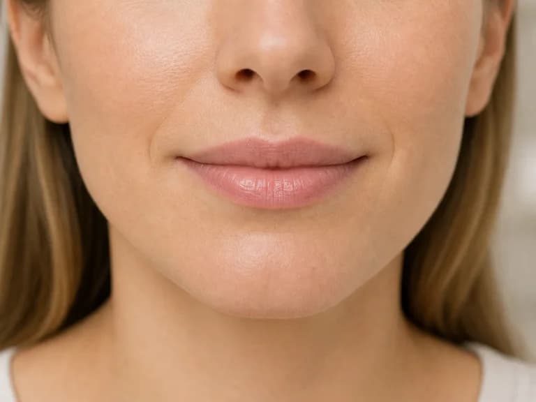 Model with focus on the upper lip for lip flip
