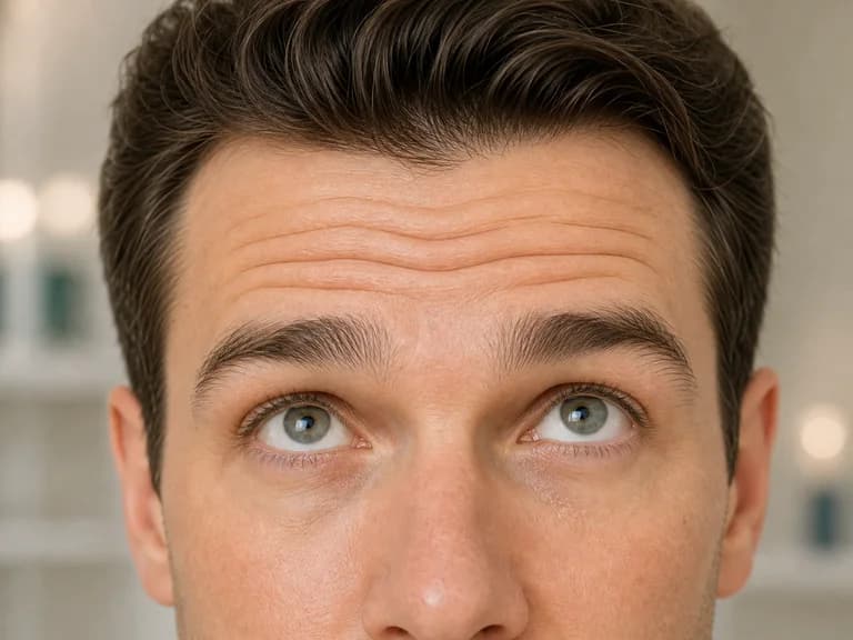 Model with focus on horizontal forehead lines