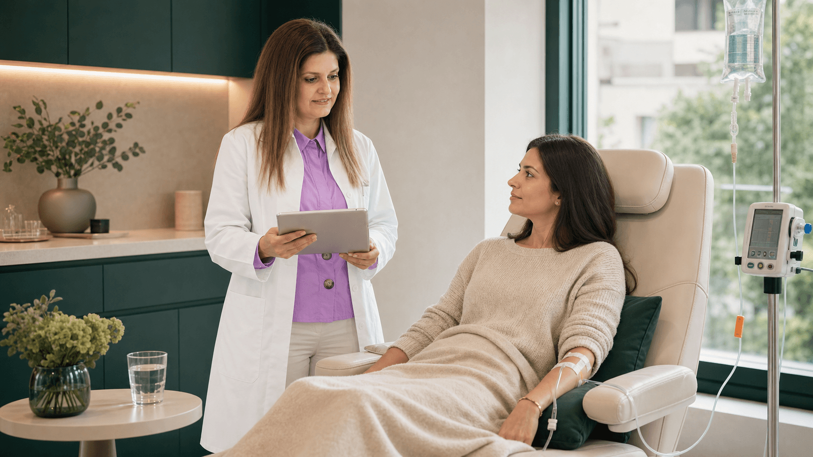 Treatment journey from symptoms and laboratory values to consultation, infusion and follow-up
