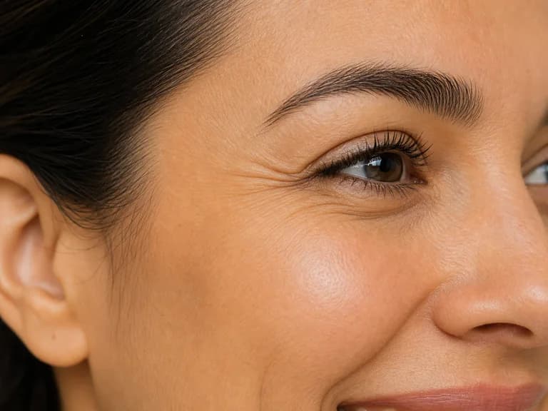 Model with focus on crow's feet around the outer eye